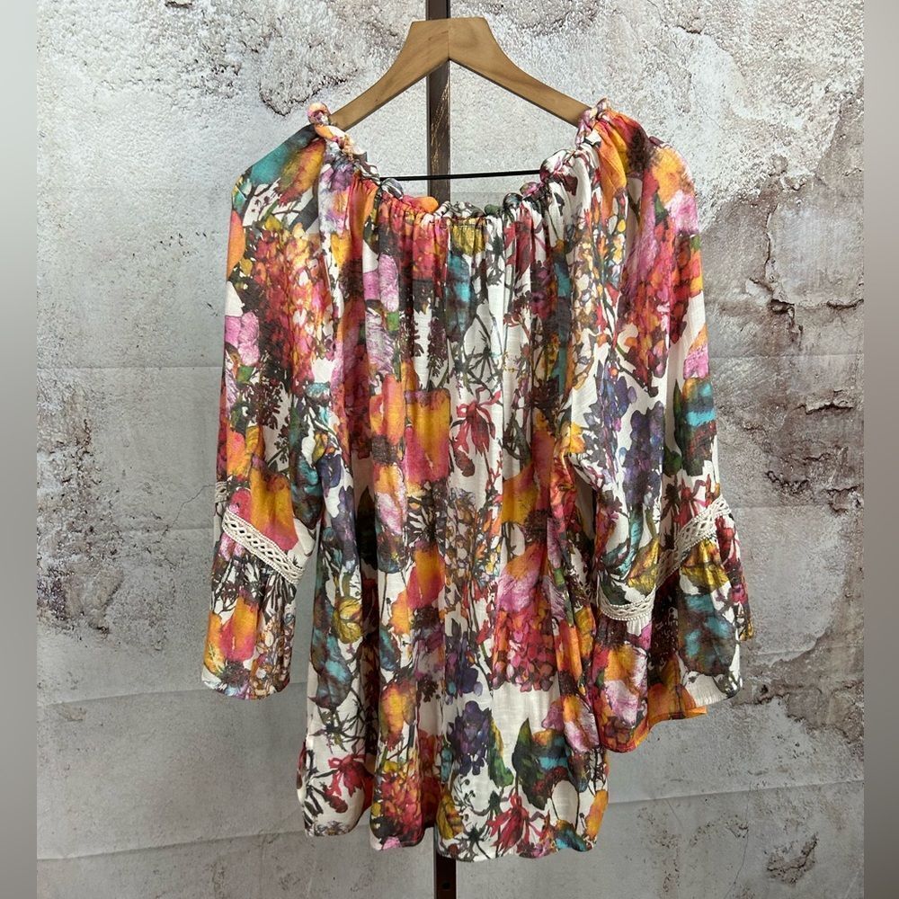 Spense Multicolor Floral Off-Shoulder Tunic Top - Picture 4 of 6